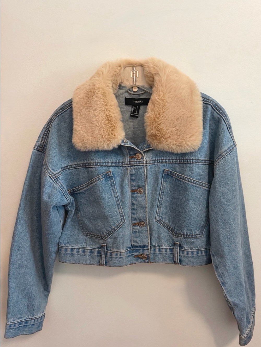 Denim Jacket w/ Faux Fur Collar